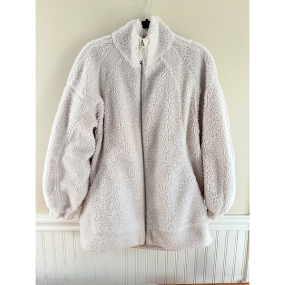 Lululemon Long Textured Fleece Jacket White Opal Oversized W3EOWS M/L